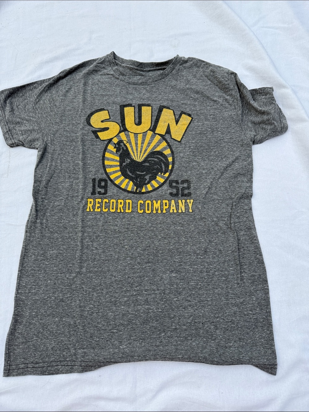 Original Retro Brand Gray Graphic Tee with Yellow Sun Record Logo